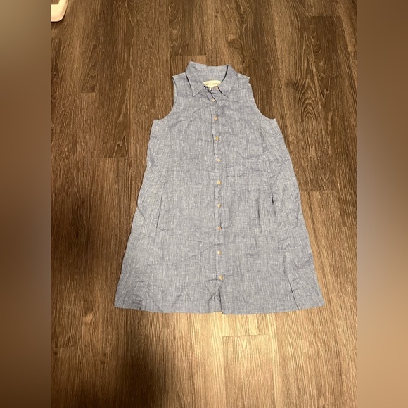 Sara Campbell Dresses & Skirts - Sara Campbell Blue Sleeveless A-Line Dress with Mandarin Collar